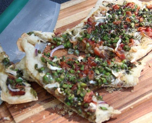 Shaved Asparagus with Brie and Bacon Flat Bread