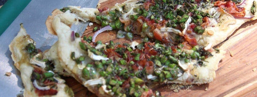 Shaved Asparagus with Brie and Bacon Flat Bread